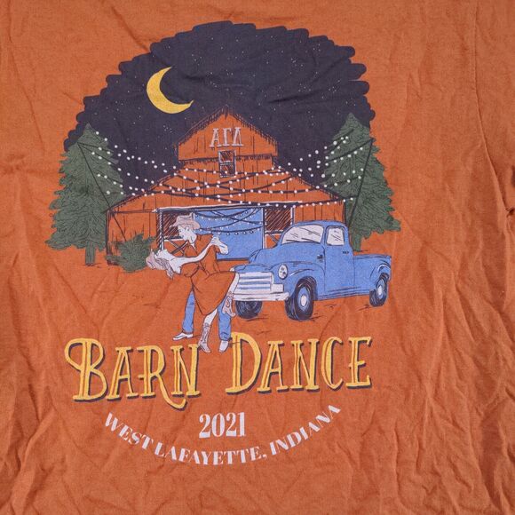 Gildan Men's Alpha Gamma Delta T-Shirt Orange Medium Short Sleeve Heavy Cotton - Picture 9 of 14